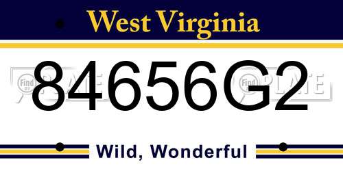 84656G2 West Virginia License Plate