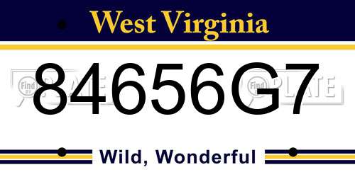 84656G7 West Virginia License Plate