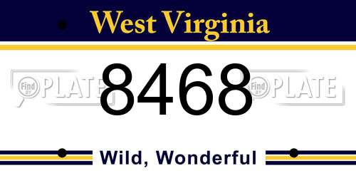8468 West Virginia License Plate
