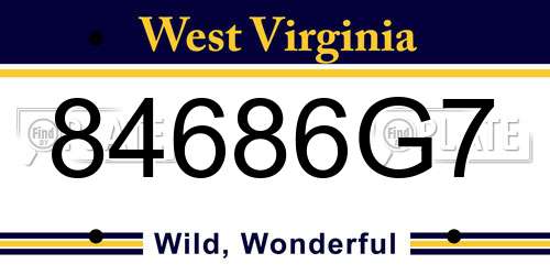 84686G7 West Virginia License Plate