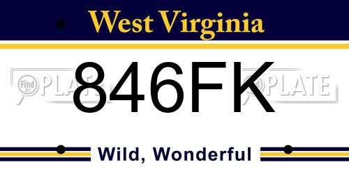 846FK West Virginia License Plate