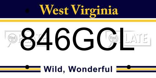 846GCL West Virginia License Plate