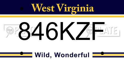 846KZF West Virginia License Plate