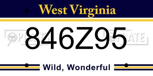 846Z95 West Virginia License Plate