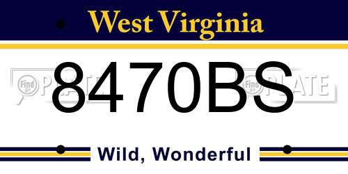 8470BS West Virginia License Plate