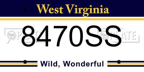 8470SS West Virginia License Plate
