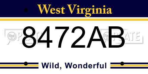 8472AB West Virginia License Plate