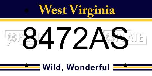 8472AS West Virginia License Plate