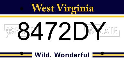 8472DY West Virginia License Plate