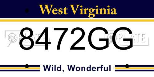 8472GG West Virginia License Plate