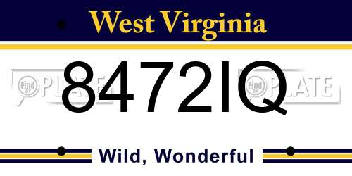 8472IQ West Virginia License Plate