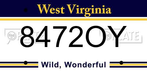 8472OY West Virginia License Plate
