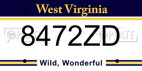 8472ZD West Virginia License Plate