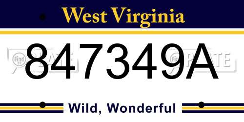 847349A West Virginia License Plate