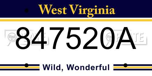 847520A West Virginia License Plate