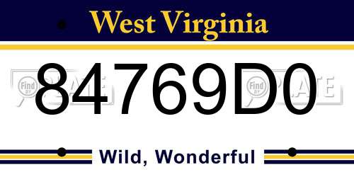 84769D0 West Virginia License Plate