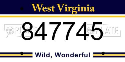 847745 West Virginia License Plate