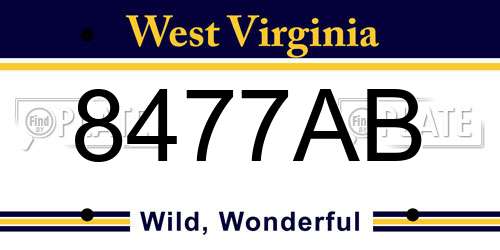8477AB West Virginia License Plate