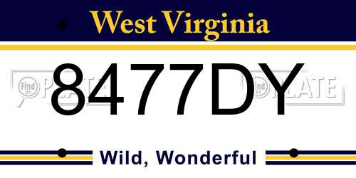 8477DY West Virginia License Plate