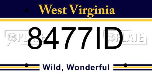 8477ID West Virginia License Plate