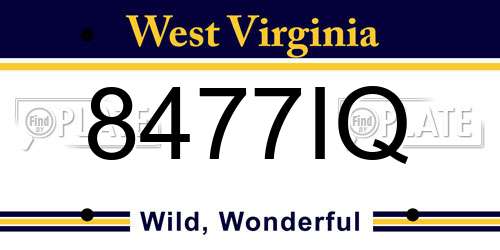 8477IQ West Virginia License Plate