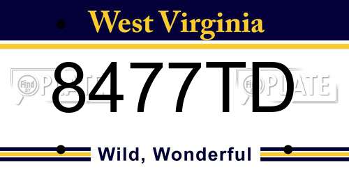 8477TD West Virginia License Plate
