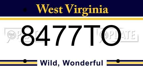 8477TO West Virginia License Plate