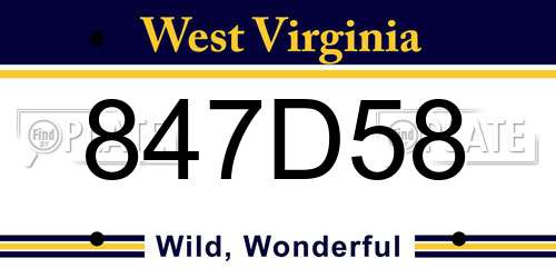 847D58 West Virginia License Plate