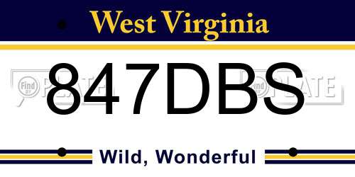 847DBS West Virginia License Plate