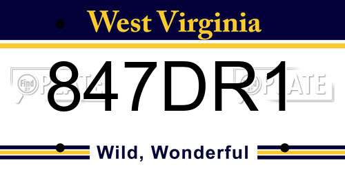 847DR1 West Virginia License Plate
