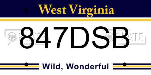 847DSB West Virginia License Plate