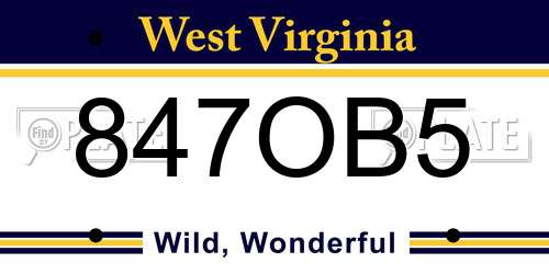 847OB5 West Virginia License Plate