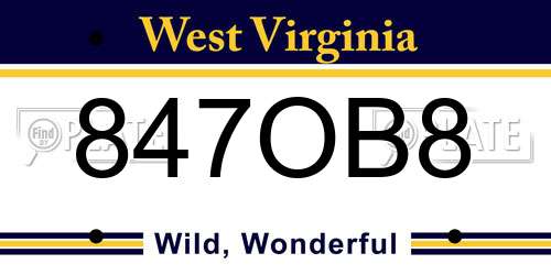 847OB8 West Virginia License Plate