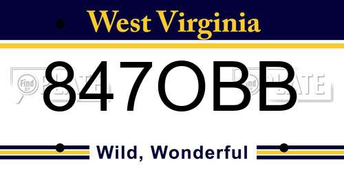 847OBB West Virginia License Plate