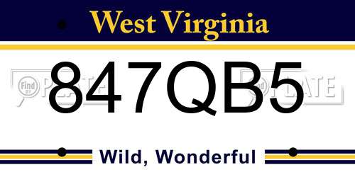 847QB5 West Virginia License Plate