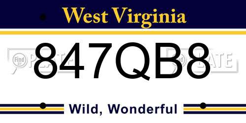 847QB8 West Virginia License Plate