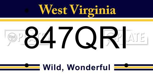 847QRI West Virginia License Plate