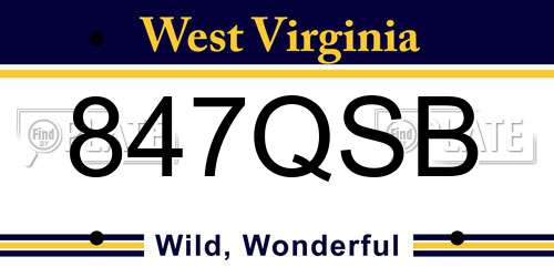 847QSB West Virginia License Plate