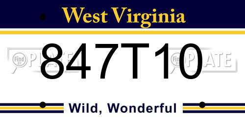 847T10 West Virginia License Plate