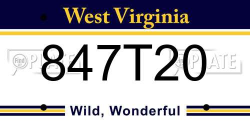 847T20 West Virginia License Plate