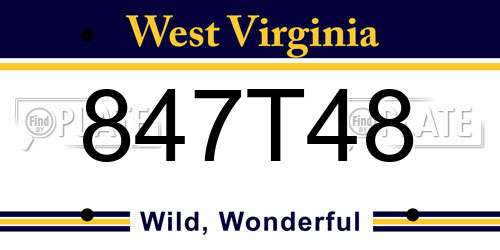 847T48 West Virginia License Plate