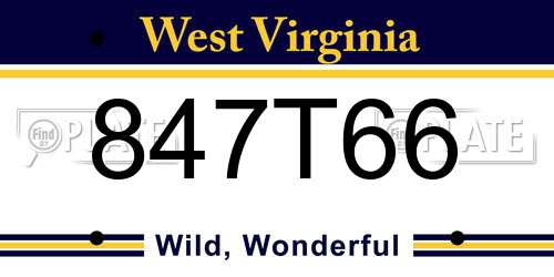 847T66 West Virginia License Plate
