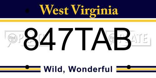847TAB West Virginia License Plate