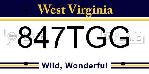 847TGG West Virginia License Plate