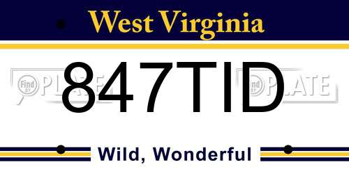 847TID West Virginia License Plate