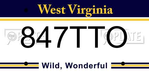 847TTO West Virginia License Plate