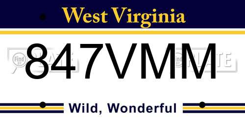 847VMM West Virginia License Plate