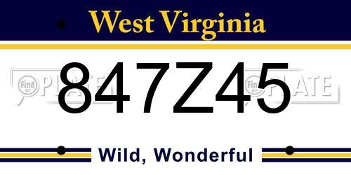 847Z45 West Virginia License Plate