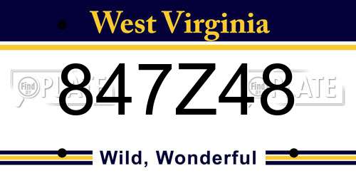 847Z48 West Virginia License Plate