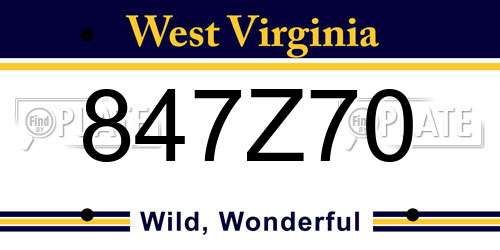 847Z70 West Virginia License Plate